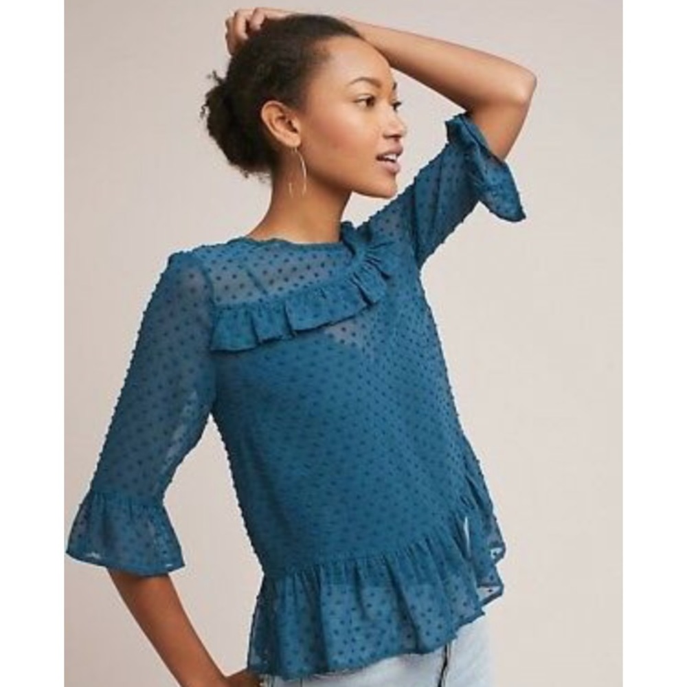 Anthropologie Eri + Ali Dauphine Clip Dot Blouse